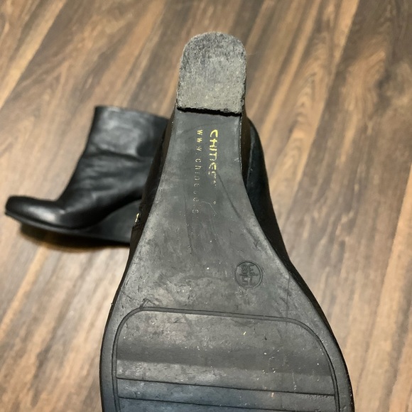 Chinese Laundry Leather Black Wedge Bootie w/ Side Zip, Size 7.5/38 - Picture 6 of 11